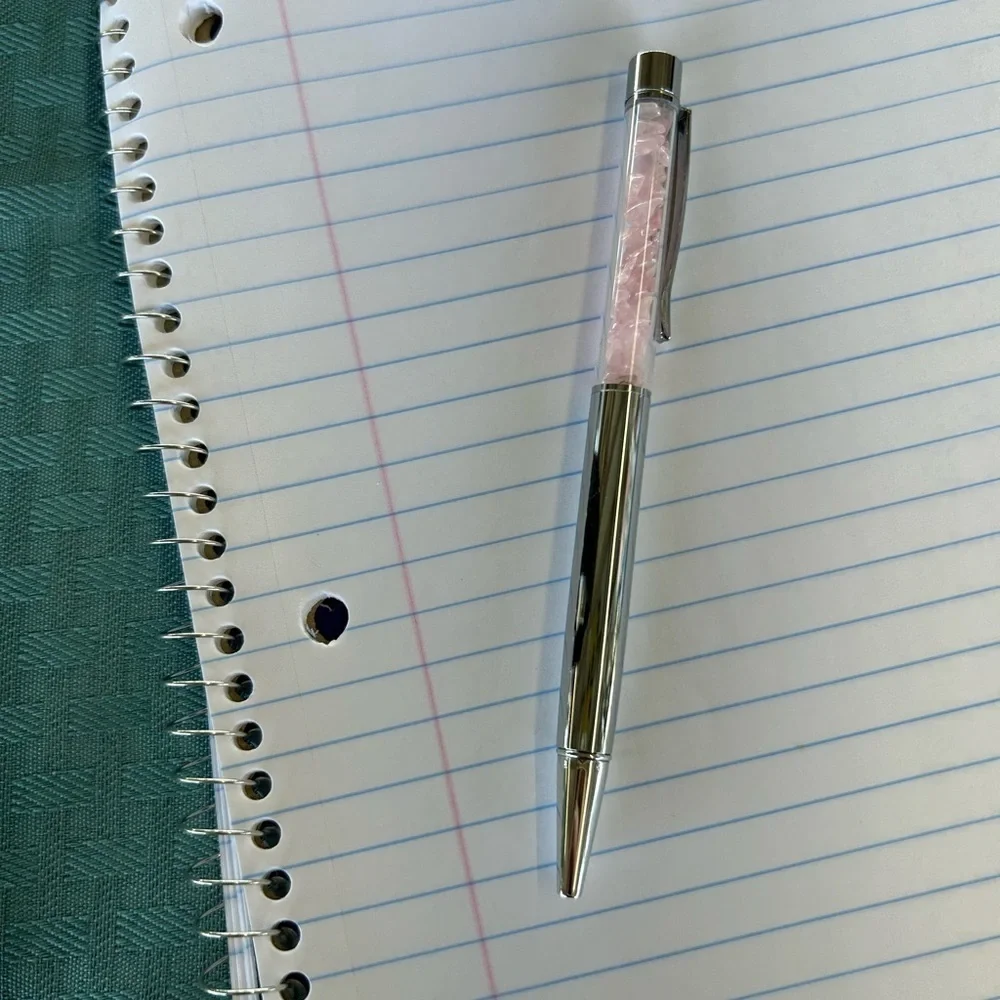 Silver Metallic Rose Quartz Pen